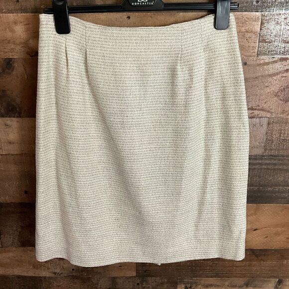 Westbrook Skirt All Silk Zipper Button Back Cream Pink Blue Pastel Weave Size 14 - Picture 8 of 8